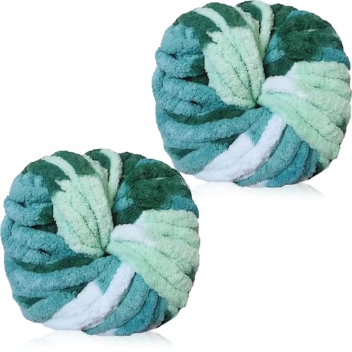 Chenille Wolle zum Häkeln,Chunky Yarn 250g×2,Wolle zum Stricken,Häkelgarn für Taschen,Dicke Textilgarn,Chunky Garn für Katzenbett,Puppen,Decken,Kissen,Taschen und Teppiche von Lighterday