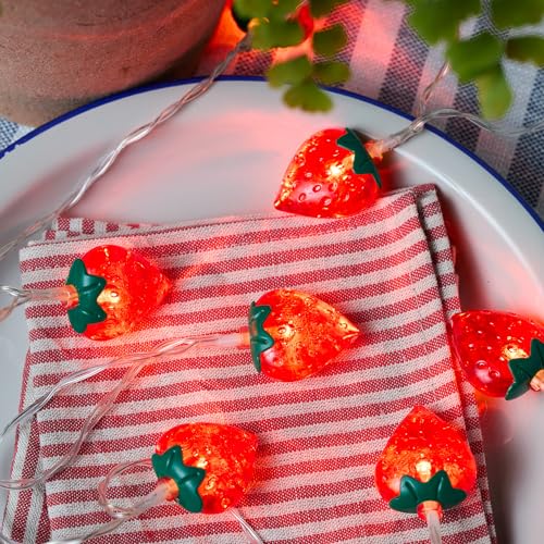 Lights4fun 10er LED Erdbeeren Lichterkette warmweiß Timer Batterie Lichterkette Innen Erdbeer Deko Lights4fun 10er LED Erdbeeren Lichterkette warmweiß Timer Batterie Lichterkette Innen Erdbeer Deko von Lights4fun