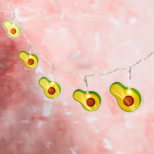 Lights4fun 12er LED Avocado Lichterkette Timer batteriebetrieben Innenbereich Zimmer Deko Party von Lights4fun