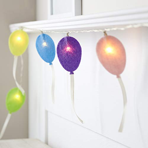 Lights4fun 15er LED Luftballon Lichterkette mit Filz Motiven Timer Batteriebetrieb Kinderzimmer Deko Babyzimmer von Lights4fun