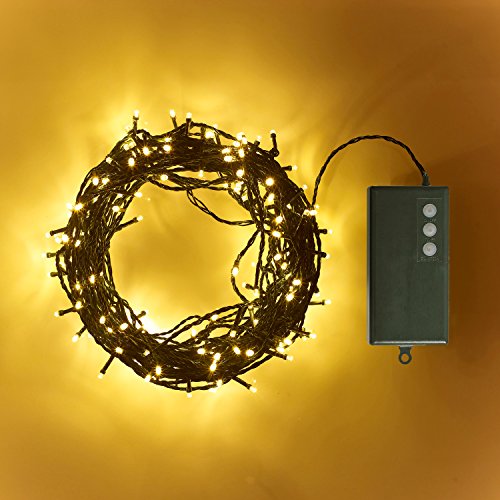 Lights4fun 200er LED Lichterkette warmweiß grünes Kabel Timer Innen Außen Lights4fun 200er LED Lichterkette warmweiß grünes Kabel Timer Innen Außen von Lights4fun