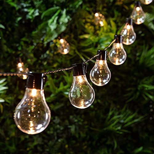Lights4fun 20er LED-Glühbirnen-Lichterkette warmweiß Strom Innen- und Außen Beleuchtung Balkon Party Outdoor Stecker Deko Garten Girlande Baum [Energieklasse A++] von Lights4fun