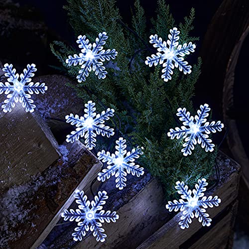 Lights4fun 20er LED Schneeflocken Lichterkette für Außen mit Timer batteriebetrieben Lights4fun 20er LED Schneeflocken Lichterkette für Außen mit Timer batteriebetrieben von Lights4fun