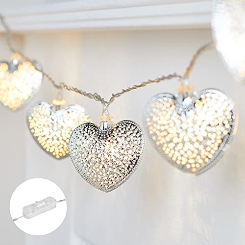 Lights4fun 20er LED silberne Herz Lichterkette mit Timer strombetrieben Lights4fun 20er LED silberne Herz Lichterkette mit Timer strombetrieben von Lights4fun