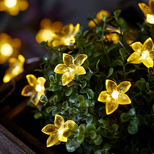 Lights4fun 20er Micro LED Lichterkette gelbe Blumen batteriebetrieben Timer Innen- und Außenbeleuchtung Garten Deko Balkon von Lights4fun