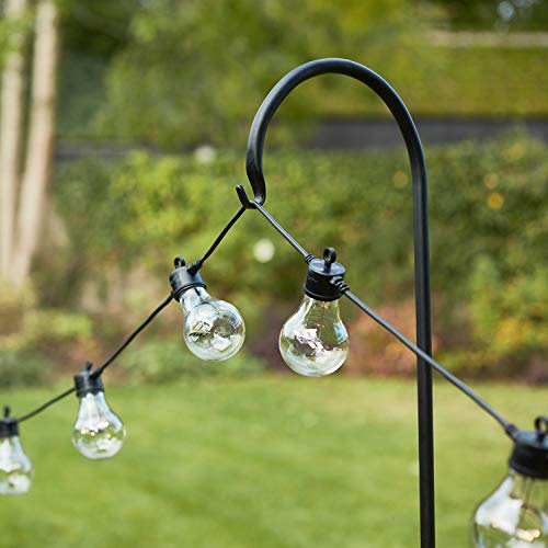 Lights4fun 2er Set Halterungsstangen aus Metall für Beleuchtungen 160 cm Schäferstab Stab Hochzeitsdeko Garten Schäferhaken Dekostange für Blumenampel Laternenstab Hochzeit Erdspieß Deko schwarz von Lights4fun