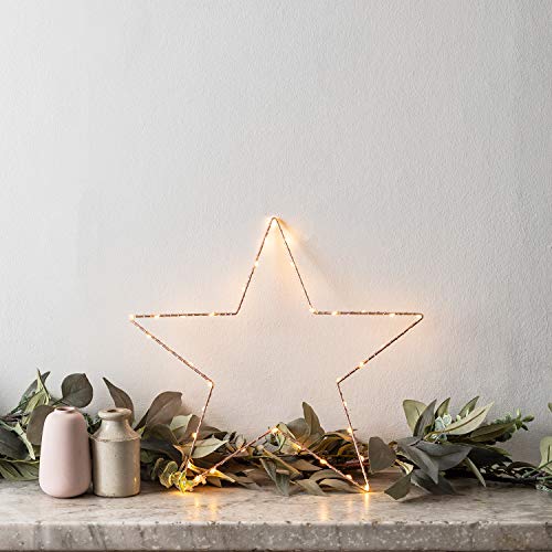 Lights4fun 2x Osby Sterne Rose Gold 40 Micro LEDs 36cm Batteriebetrieb Timer Leuchtsterne Kinderzimmer von Lights4fun