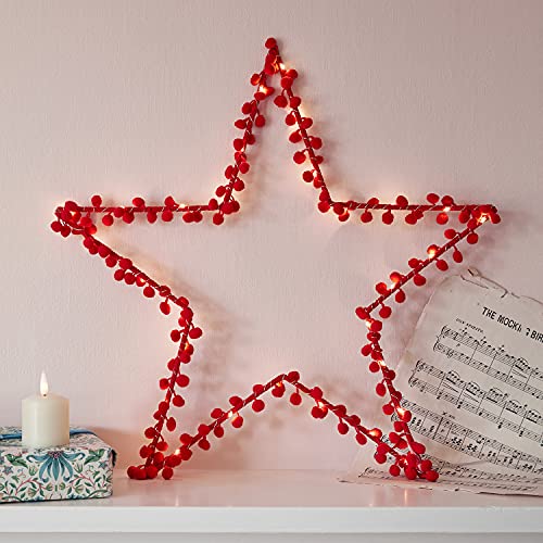 Lights4fun 30er Micro LED Osby Stern mit roten Pompons 50cm Batteriebetrieb Timer Lights4fun 30er Micro LED Osby Stern mit roten Pompons 50cm Batteriebetrieb Timer von Lights4fun