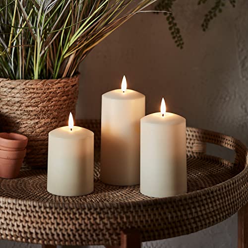 Lights4fun 3er Set TruGlow® Kerzen für Außen mit warmweißer LED Flamme und Timer LED Kerzen Outdoor von Lights4fun