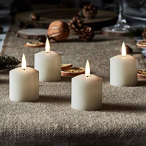 Lights4fun TruGlow® 4er Kerzen Set LED Teelichter mit Timer 5,5 cm Teelichter batteriebetrieben Ostern mit Timerfunktion Echtwachs flackernde Flamme Klein von Lights4fun