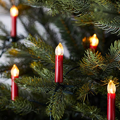 Lights4fun 50er LED Weihnachtsbaum Lichterkette 14,7m Kerzenlichterkette rot Innen Lichterkette Weihnachten rote Weihnachtsbaumkerzen mit Kabel von Lights4fun