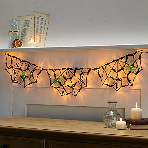 Lights4fun 60er LED Spinnennetz inkl. 3 Spinnen Halloween Deko für Außen mit Timer batteriebetrieben Lights4fun 60er LED Spinnennetz inkl. 3 Spinnen Halloween Deko für Außen mit Timer batteriebetrieben von Lights4fun