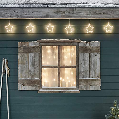 Lights4fun 6er LED Osby Sternen Girlande Weihnachtsbeleuchtung mit Timer Innen & Außen Lichtervorhang Innen von Lights4fun