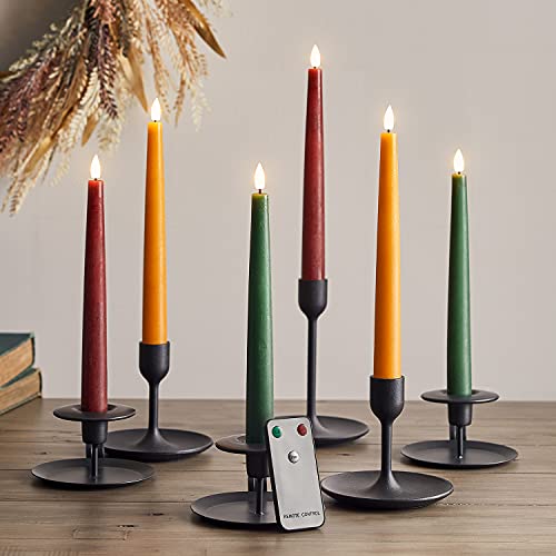 Lights4fun 6er Set bunte TruGlow® LED Stabkerzen mit Fernbedienung und Timer Echtwachs 22cm batteriebetrieben von Lights4fun