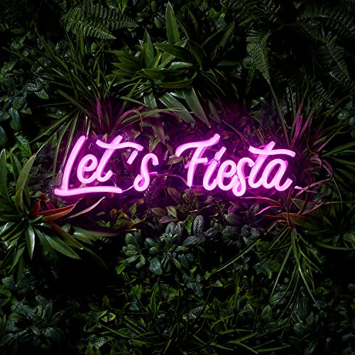 Lights4fun LED Neon Wandleuchte Let’s Fiesta strombetrieben Innen Wohnzimmer Deko Wanddeko von Lights4fun