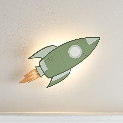 Lights4fun LED Wandleuchte Rakete Fernbedienung Timer batteriebetrieben Innenbereich Kinderzimmerdeko von Lights4fun