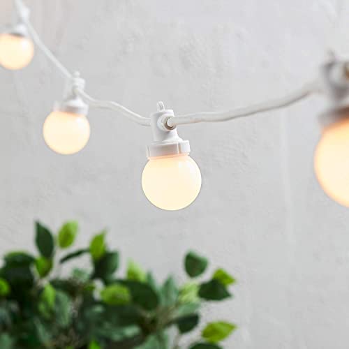 Lights4fun Pro Connect 10er LED Party Lichterkette warmweiß 5m inkl. Netzstecker Lichterkette Kugeln Lichterkette Glühbirnen von Lights4fun