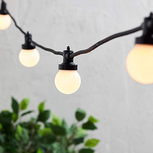Lights4fun Pro Connect 30er LED Party Lichterkette warmweiß 15m inkl. Netzstecker Lichterkette Kugeln Lichterkette Glühbirnen von Lights4fun