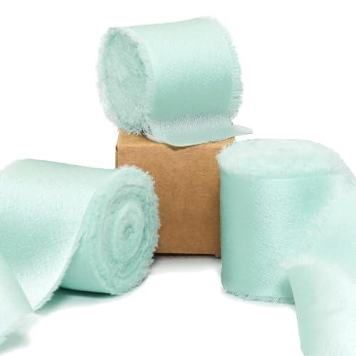 Ligtmor Geschenkband Satinband 3,8cm x 13,5m chiffonband Schleifenband Stoffband Hochzeit Seidenband - Mintgrün von Ligtmor