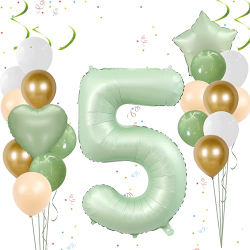 Ligtmor Luftballon 5 Jahre Geburtstag, 40 Zoll Salbeigrün Luftballon zahlen 5, 16 Stück Latexballons, 101cm Grün Folienballon 5 Geburtstagsdeko, für Jungen Mädchen 5. Geburtstag Party Deko Ligtmor Luftballon 5 Jahre Geburtstag, 40 Zoll Salbeigrün Luftballon zahlen 5, 16 Stück Latexballons, 101cm Grün Folienballon 5 Geburtstagsdeko, für Jungen Mädchen 5. Geburtstag Party Deko von Ligtmor