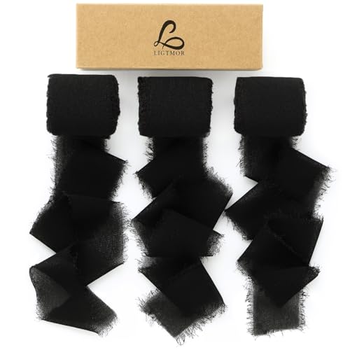 Ligtmor chiffonband 3,8 cm x 19,2 m Handbuch Schleifenband Geschenkband silk ribbon organzaband Stoffband Hochzeit Seidenband - Schwarz Ligtmor chiffonband 3,8 cm x 19,2 m Handbuch Schleifenband Geschenkband silk ribbon organzaband Stoffband Hochzeit Seidenband - Schwarz von Ligtmor