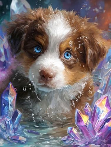 5D DIY Hund Kristall Diamond Painting Quadratische Steine, Diamant Malerei Bilder Erwachsene, Kinder, Anfänger, Mosaik Bastelset, Cross Stickerei Set, für Wanddekoration, Haus Dekor 60x80cm C-283 von Liguolnn