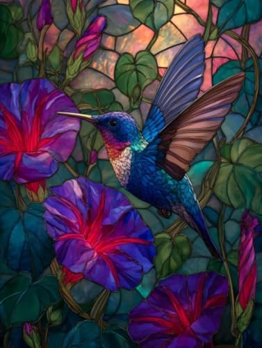 5D DIY Kolibri Tiere Diamond Painting Quadratische Steine, Diamant Malerei Bilder Erwachsene, Kinder, Anfänger, Mosaik Bastelset, Cross Stickerei Set, für Wanddekoration, Haus Dekor 40x50cm C-254 von Liguolnn