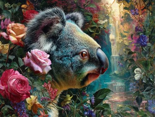 5D DIY Tier Koala Diamond Painting Quadratische Steine, Diamant Malerei Bilder Erwachsene, Kinder, Anfänger, Mosaik Bastelset, Cross Stickerei Set, für Wanddekoration, Haus Dekor 20x30cm C-185 von Liguolnn