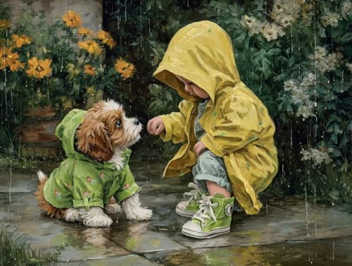 5D DIY Tiere Hunde Diamond Painting Quadratische Steine, Diamant Malerei Bilder Erwachsene, Kinder, Anfänger, Mosaik Bastelset, Cross Stickerei Set, für Wanddekoration, Haus Dekor 40x50cm C-171 von Liguolnn