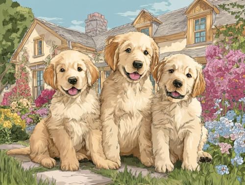 5D DIY Tiere Labrador Diamond Painting Quadratische Steine, Diamant Malerei Bilder Erwachsene, Kinder, Anfänger, Mosaik Bastelset, Cross Stickerei Set, für Wanddekoration, Haus Dekor 80x100cm C-191 von Liguolnn