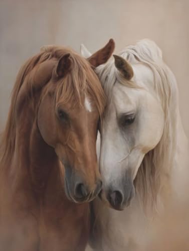 5D DIY Tiere Pferde Diamond Painting Quadratische Steine, Diamant Malerei Bilder Erwachsene, Kinder, Anfänger, Mosaik Bastelset, Cross Stickerei Set, für Wanddekoration, Haus Dekor 80x100cm C-199 von Liguolnn
