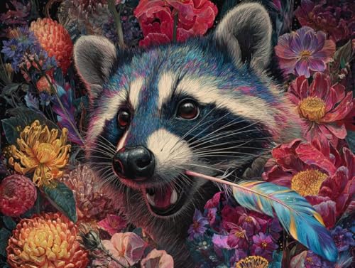 5D DIY Tiere Waschbären Diamond Painting Quadratische Steine, Diamant Malerei Bilder Erwachsene, Kinder, Anfänger, Mosaik Bastelset, Cross Stickerei Set, für Wanddekoration, Haus Dekor 50x70cm C-178 von Liguolnn