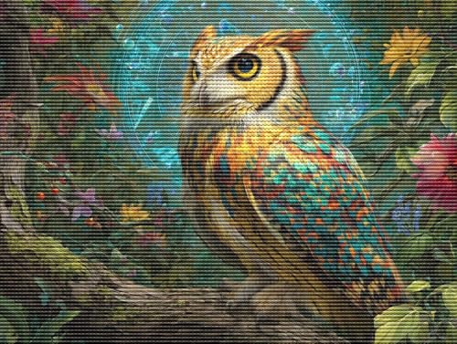 5D Diamond Painting Set für Erwachsene & Kinder, Farbige Eule DIY Diamant Malerei Bilder, Stickerei Mosaikherstellung, Heimdekoration Kreatives Geschenk Anfänger & Profis Zubehör 20x30cm C-59 von Liguolnn