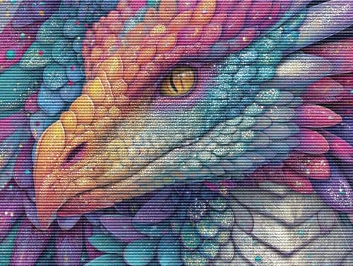 5D Diamond Painting Set für Erwachsene & Kinder, Farbiger Drache DIY Diamant Malerei Bilder, Stickerei Mosaikherstellung, Heimdekoration Kreatives Geschenk Anfänger & Profis Zubehör 40x50cm C-54 von Liguolnn