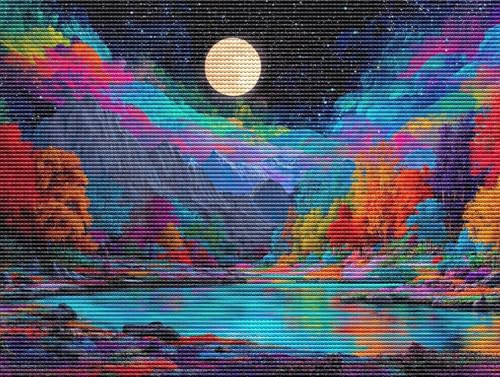 5D Diamond Painting Set für Erwachsene & Kinder, Farbiges Tal DIY Diamant Malerei Bilder, Stickerei Mosaikherstellung, Heimdekoration Kreatives Geschenk Anfänger & Profis Zubehör 60x80cm C-71 von Liguolnn
