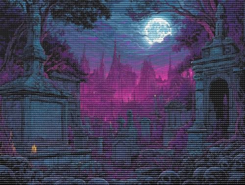 5D Diamond Painting Set für Erwachsene & Kinder, Halloween Landschaft DIY Diamant Malerei Bilder, Stickerei Mosaikherstellung, Heimdekoration Kreatives Geschenk Anfänger & Profis Zubehör 40x50cm C-929 von Liguolnn