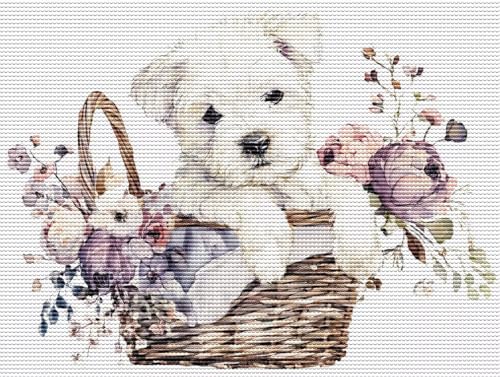 5D Diamond Painting Set für Erwachsene & Kinder, Hund Blumenkorb DIY Diamant Malerei Bilder, Stickerei Mosaikherstellung, Heimdekoration Kreatives Geschenk Anfänger & Profis Zubehör 30x40cm C-245 5D Diamond Painting Set für Erwachsene & Kinder, Hund Blumenkorb DIY Diamant Malerei Bilder, Stickerei Mosaikherstellung, Heimdekoration Kreatives Geschenk Anfänger & Profis Zubehör 30x40cm C-245 von Liguolnn