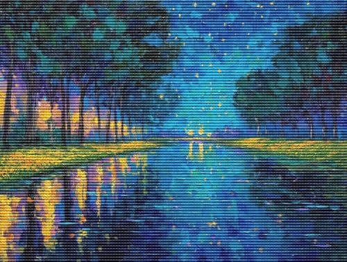 5D Diamond Painting Set für Erwachsene & Kinder, Teich Blumen DIY Diamant Malerei Bilder, Stickerei Mosaikherstellung, Heimdekoration Kreatives Geschenk Anfänger & Profis Zubehör 20x30cm C-94 von Liguolnn