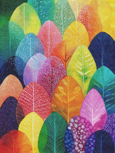 Diamond Painting Adulte Farbe Blätter 5D Diamant Painting Erwachsene & Anfänger, DIY Full Drill Diamant Broderie kit, Home Decor Wandkunst Wohnzimmer Schlafzimmer Büro, Geschenke, 70x90cm D-74 von Liguolnn