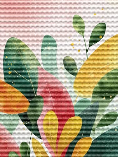 Diamond Painting Adulte Farbige Blätter 5D Diamant Painting Erwachsene & Anfänger, DIY Full Drill Diamant Broderie kit, Home Decor Wandkunst Wohnzimmer Schlafzimmer Büro, Geschenke, 80x110cm D-84 von Liguolnn