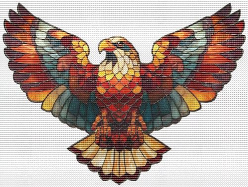 Diamond Painting Adulte Farbiger Adler 5D Diamant Painting Erwachsene & Anfänger, DIY Full Drill Diamant Broderie kit, Home Decor Wandkunst Wohnzimmer Schlafzimmer Büro, Geschenke, 30x40cm D-86 von Liguolnn