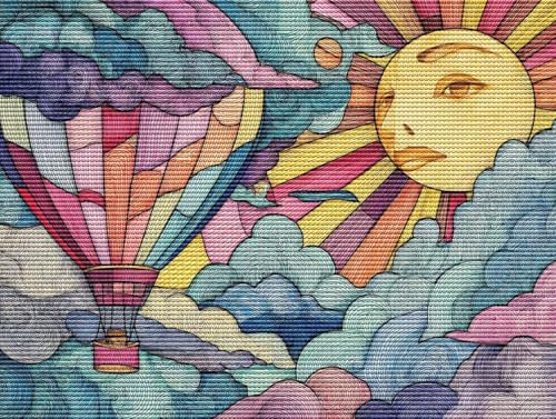 Diamond Painting Adulte Farbiger Heißballon 5D Diamant Painting Erwachsene & Anfänger, DIY Full Drill Diamant Broderie kit, Home Decor Wandkunst Wohnzimmer Schlafzimmer Büro, Geschenke, 40x50cm D-67 von Liguolnn