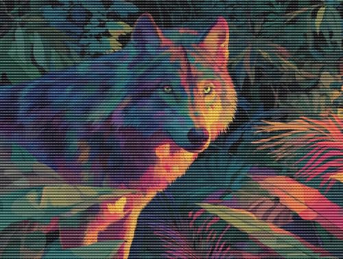 Diamond Painting Adulte Farbiger Wolf 5D Diamant Painting Erwachsene & Anfänger, DIY Full Drill Diamant Broderie kit, Home Decor Wandkunst Wohnzimmer Schlafzimmer Büro, Geschenke, 40x50cm D-53 von Liguolnn