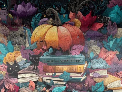 Diamond Painting Adulte Halloween Katze 5D Diamant Painting Erwachsene & Anfänger, DIY Full Drill Diamant Broderie Kit, Home Decor Wandkunst Wohnzimmer Schlafzimmer Büro, Geschenke, 40x50cm D-930 von Liguolnn