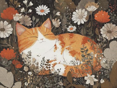 Diamond Painting Adulte Orange Katze 5D Diamant Painting Erwachsene & Anfänger, DIY Full Drill Diamant Broderie kit, Home Decor Wandkunst Wohnzimmer Schlafzimmer Büro, Geschenke, 70x90cm D-93 von Liguolnn