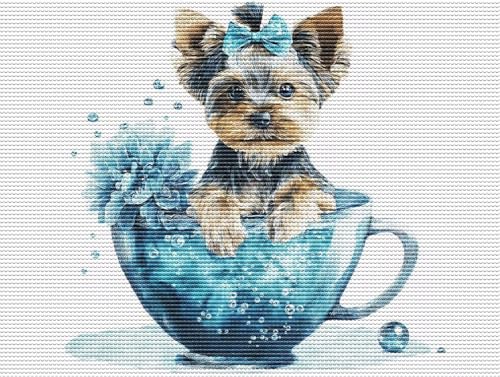 Diamond Painting Adulte Teetasse Hund 5D Diamant Painting Erwachsene & Anfänger, DIY Full Drill Diamant Broderie kit, Home Decor Wandkunst Wohnzimmer Schlafzimmer Büro, Geschenke, 70x90cm D-88 von Liguolnn