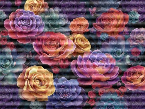Liguolnn Diamond Painting Adulte Farbe Rosen 5D Diamant Painting Erwachsene & Anfänger, DIY Full Drill Diamant Broderie kit, Home Decor Wandkunst Wohnzimmer Schlafzimmer Büro, Geschenke, 40x50cm D-60 von Liguolnn