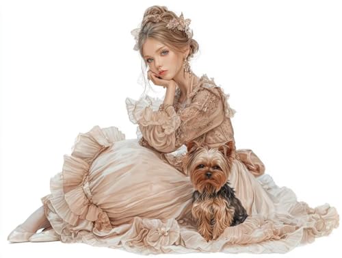 Liguolnn Hund Mädchen Diamond Painting Quadratische Steine, 5D Diamond Kunst Komplett Set DIY Gem Kunsthandwerk für Erwachsene Anfänger, Mosaikherstellung Bilder Kristall Home Wall Decor 30x40cm D-277 von Liguolnn