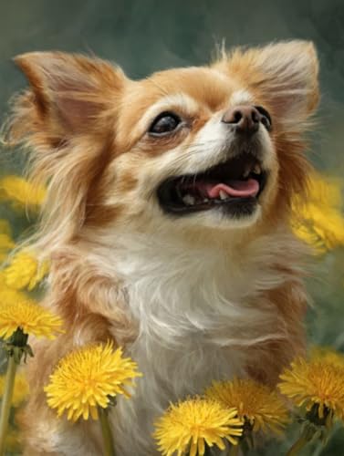 Liguolnn Hund Puppet Diamond Painting Quadratische Steine, 5D Diamond Kunst Komplett Set DIY Gem Kunsthandwerk für Erwachsene Anfänger, Mosaikherstellung Bilder Kristall Home Wall Decor 70x90cm D-280 von Liguolnn