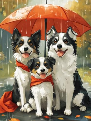 Liguolnn Hund niedlich Diamond Painting Quadratische Steine, 5D Diamond Kunst Komplett Set DIY Gem Kunsthandwerk für Erwachsene Anfänger, Mosaikherstellung Kristall Home Wall Decor 50x70cm D-274 von Liguolnn